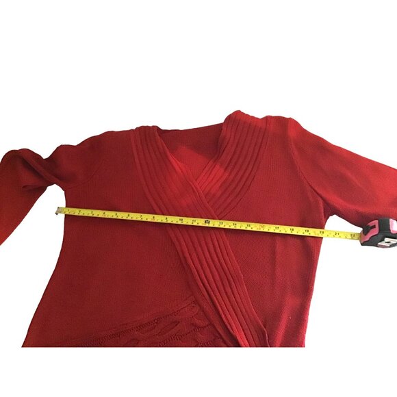 Venus Womens Red Knit Cardigan Wrap Sweater With Buckle Detail Size M - Picture 5 of 7
